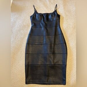 Size S - BeBe Black Textured Midi Dress